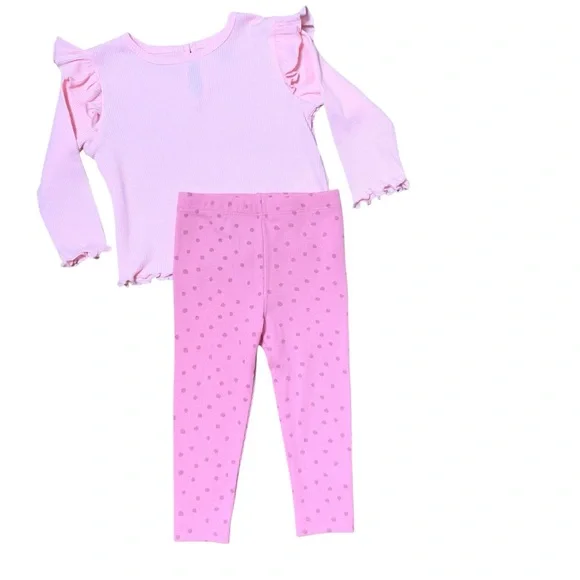 🌵BRAND NEW Little Me Baby Girl 2PC Pink Set Outfit Size 12M - Picture 2 of 4